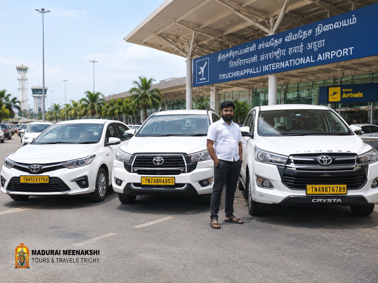 Fleet of taxis including Sedan, SUV and Innova Crysta at Trichy Airport